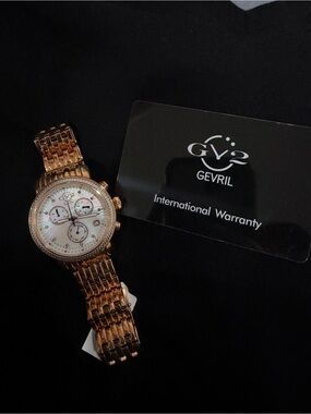 GV2 by Gevril Marsala 9840 Rose Gold Diamond Mother of Pearl Watch